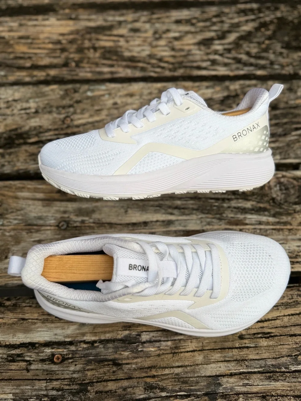 NWOT Bronax Mens Sz 7 Wide Toe Box White Mesh Athletic Sneakers Running Shoes X5